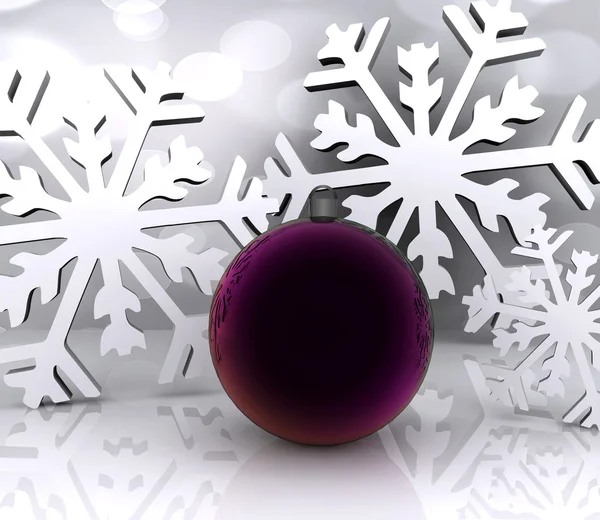 Weihnachten Hintergrund mit Schnee und Ball — Stockfoto