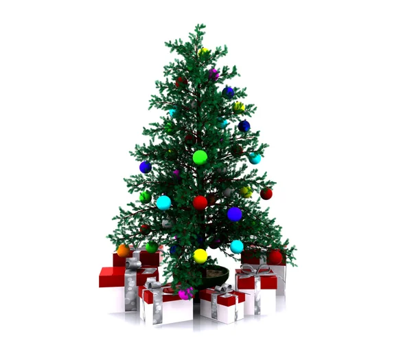Weihnachten Hintergrund mit geschmücktem Weihnachtsbaum — Stockfoto