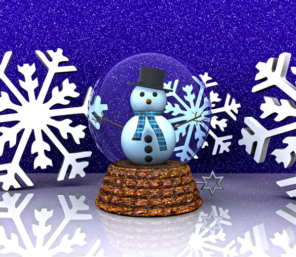 Glass ball with Snowman - 3D — Stock Photo, Image