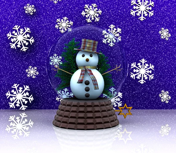 Ωραίο γυάλινο σφαιρίδιο με χιονάνθρωπος — Φωτογραφία Αρχείου