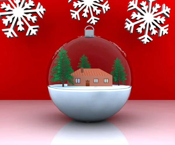 Carillon Noël hiver paysage avec maison — Photo