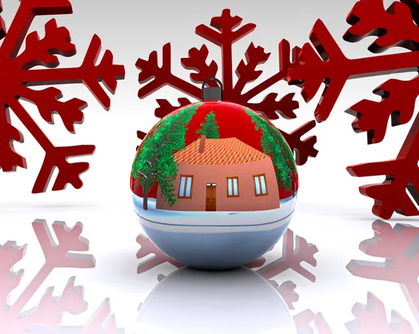 Christmas ball decorated - 3D — Stock Photo, Image