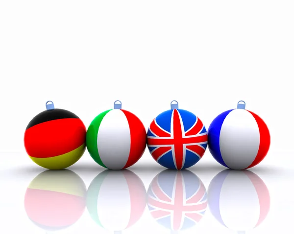 Christmas balls with flag - 3D — Stock Photo, Image