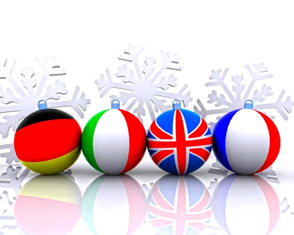 Bolas de Navidad con bandera - 3D — Foto de Stock