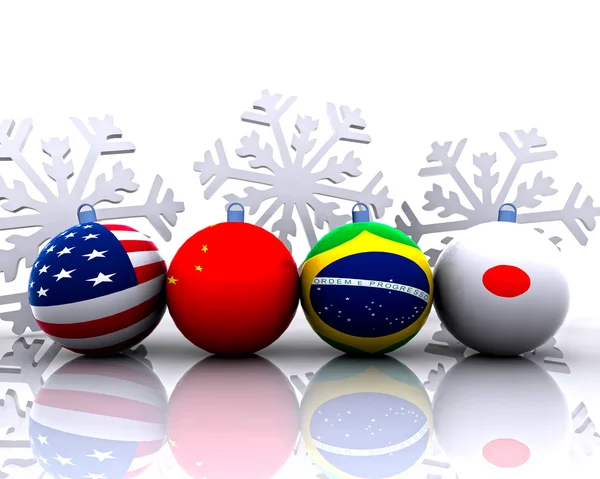 Bolas de Navidad con bandera - 3D —  Fotos de Stock