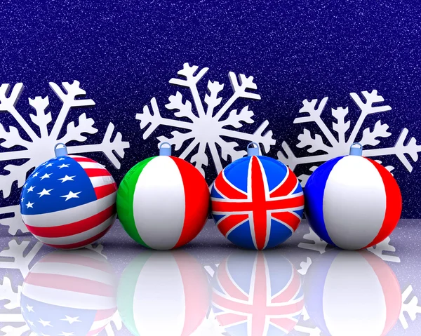 Bolas de Navidad con bandera - 3D — Foto de Stock