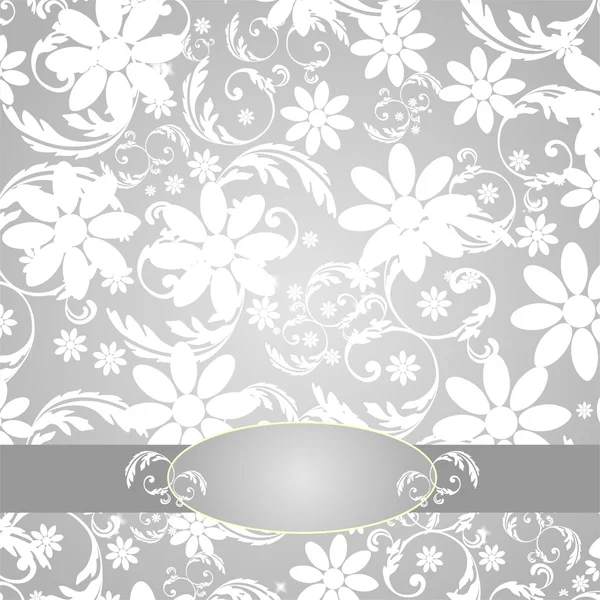 优雅的花朵装饰-银 — 图库矢量图片