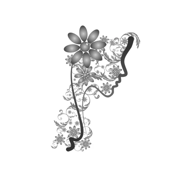 Perfekt profil av en kvinna med blommor — Stock vektor