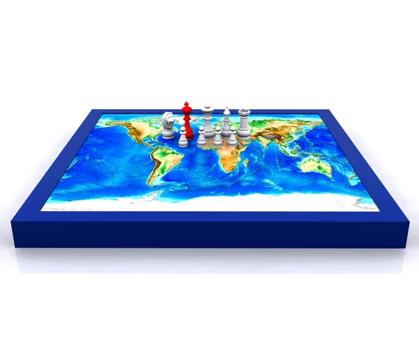 Xadrez no mundo - 3D — Fotografia de Stock