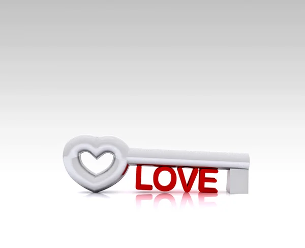 Klíč lásky - 3d — Stock fotografie