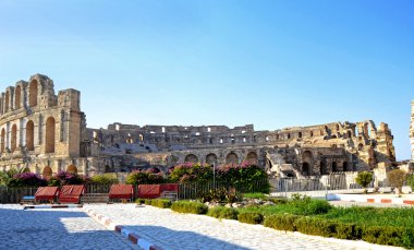şehir el jem - Tunus, Afrika'nın Roma amfi tiyatro