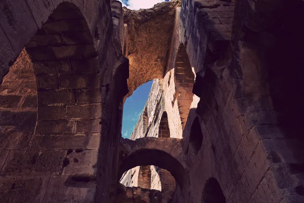 Romersk amfiteater i byen El Jem - Tunisia, Afrika – stockfoto