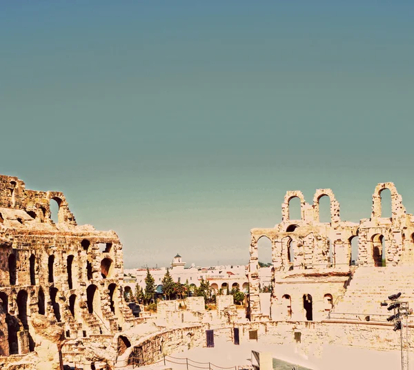 Anfiteatro romano nella città di El Jem - Tunisia, Africa — Foto Stock