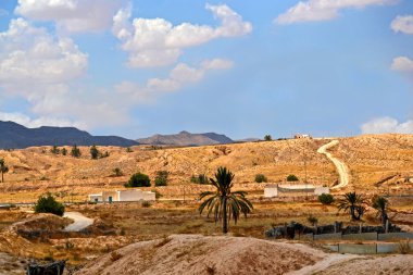 matmata - Tunus, Afrika çöl kasabası Panoraması