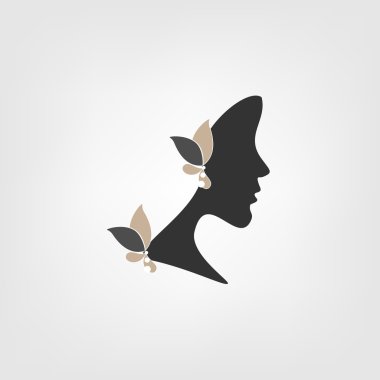 logo - kadının stilize çiçeklerle profili