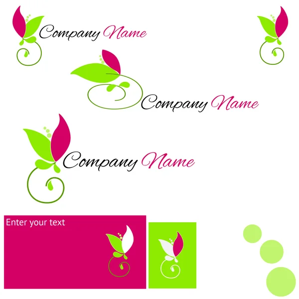 Zestaw logo stylizowane kwiaty i wariacji kolorów — Wektor stockowy