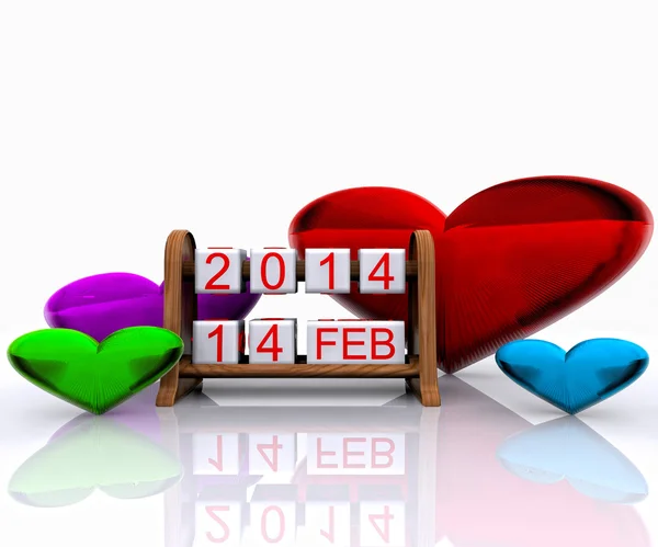 Aftelkalender voor Valentijnsdag 2014, — Stockfoto