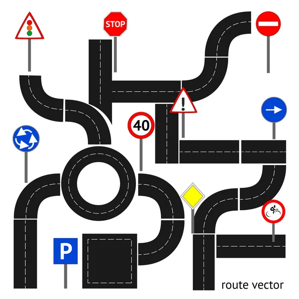 Chemin avec panneaux routiers — Image vectorielle