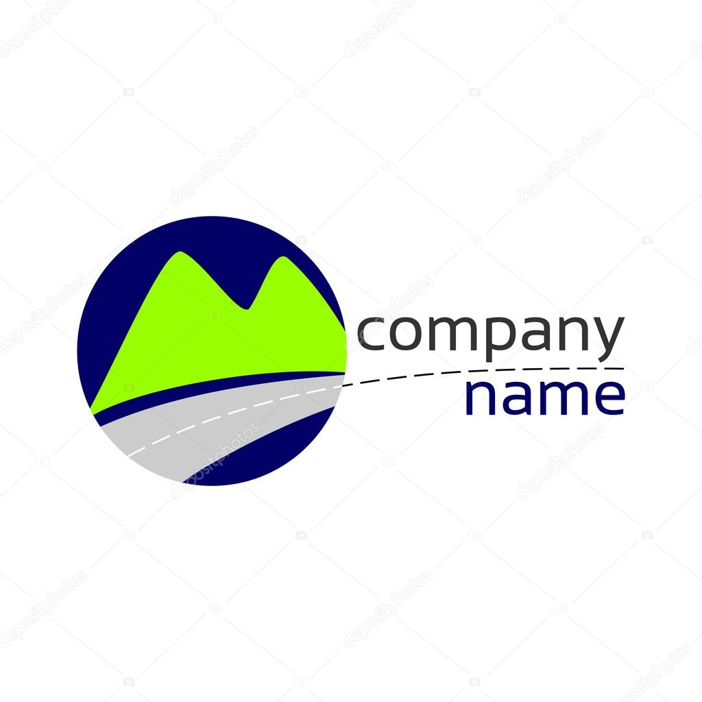 Stylized logo with landscape and road