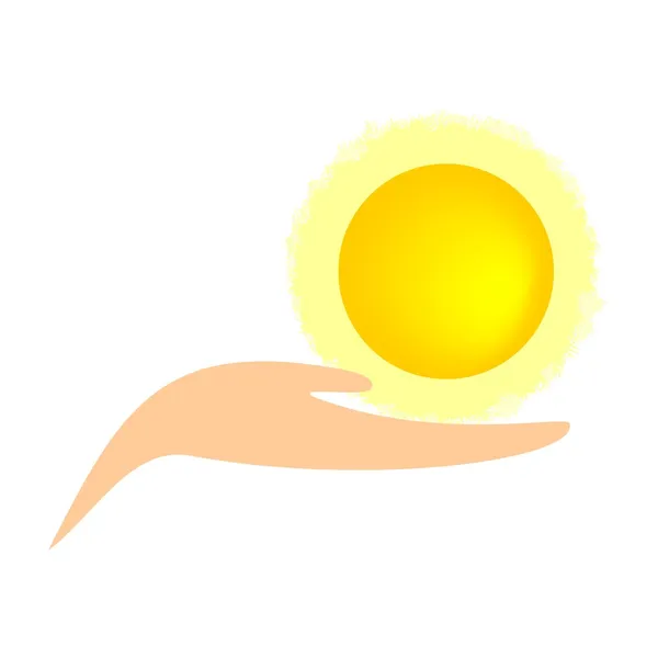 Abstract - hand holding the sun — Stock Vector