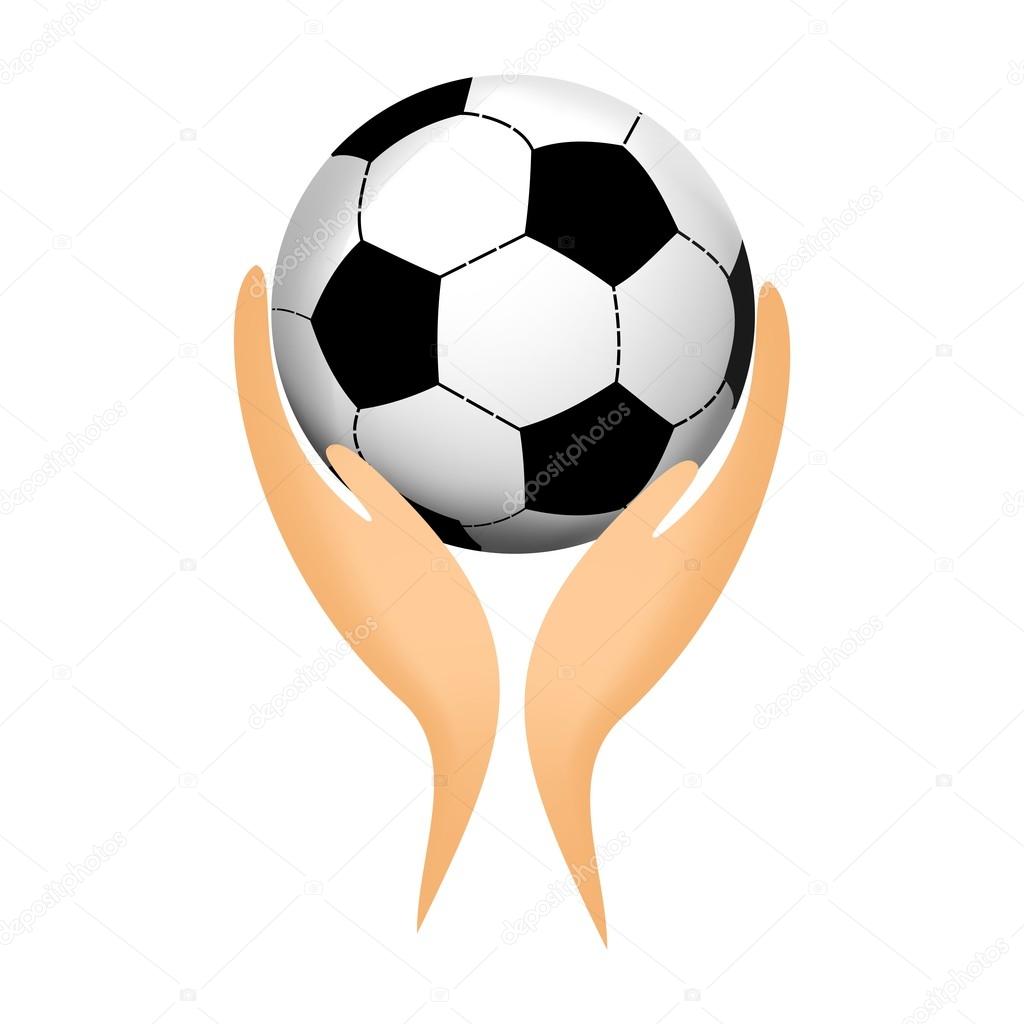 Soccer ball in his hands
