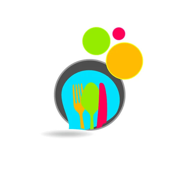 Cercles colorés avec couverts de cuisine — Image vectorielle