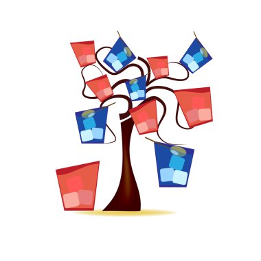 soyut tasarım - kokteyl bardağı olan ağaç