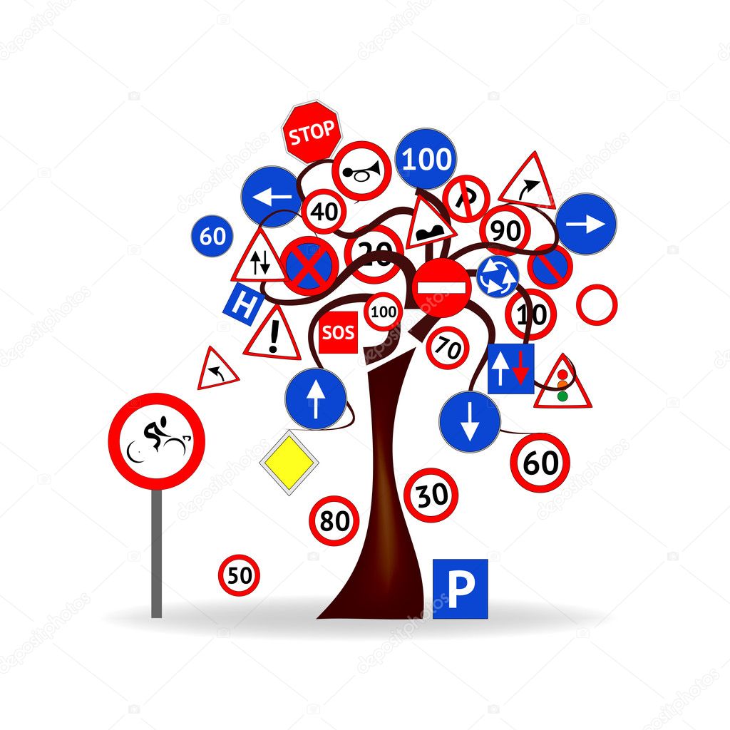 Abstract Design - Tree with road signs