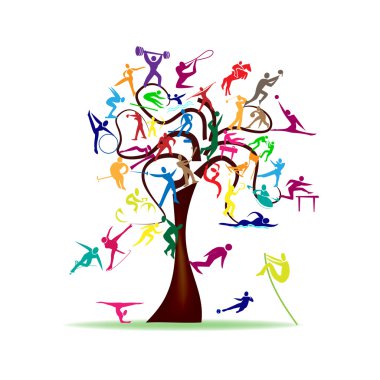 Tree with colorful sport icons
