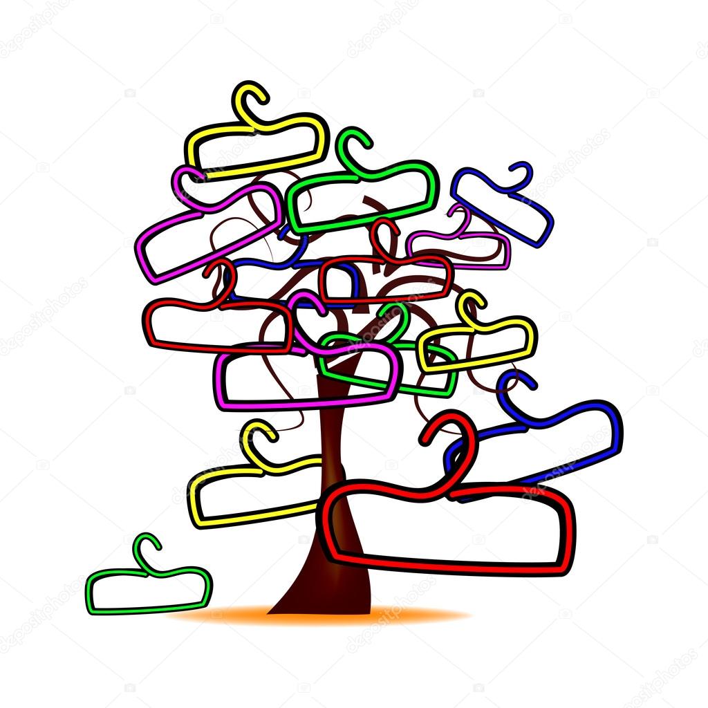 Tree with colorful hangers