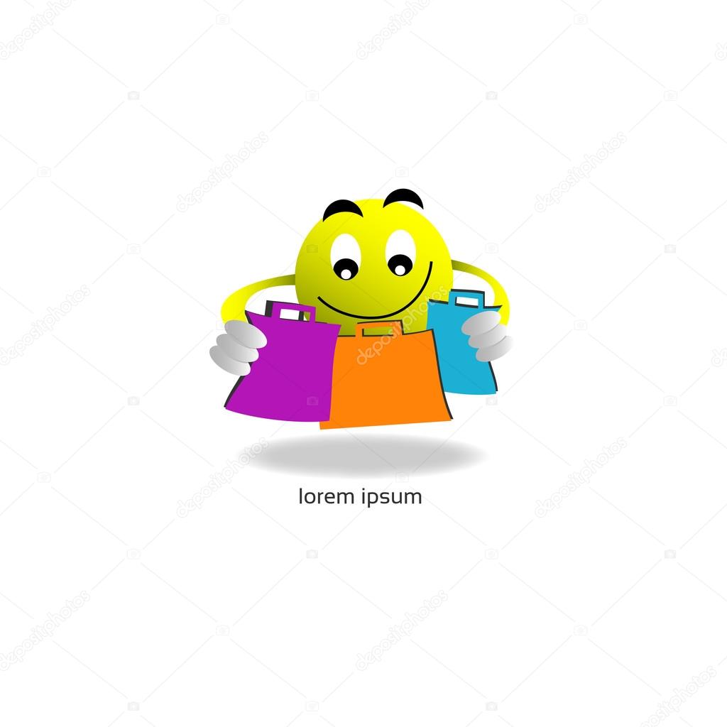 Graphic design - cute cartoon with colored envelopes
