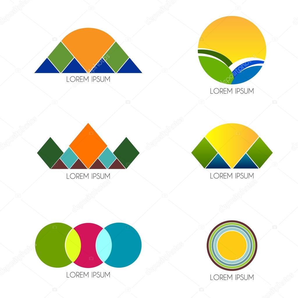 Graphic design - area with sun, sea, land and hill