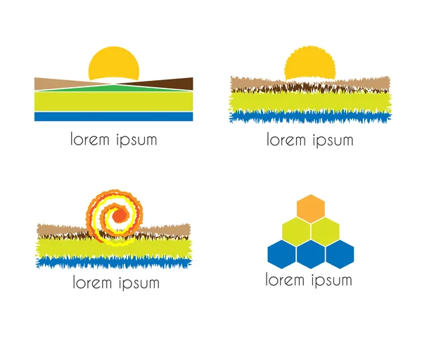 Bereich mit Sonne, Meer, Land und Hügel — Stockvektor