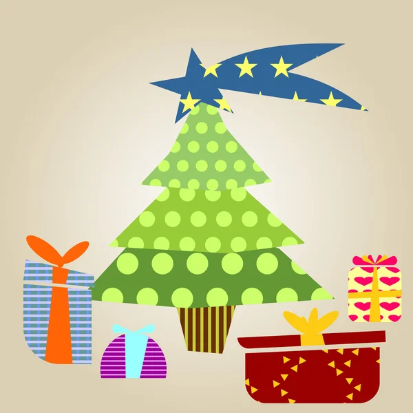 Árbol de Navidad con regalos — Vector de stock