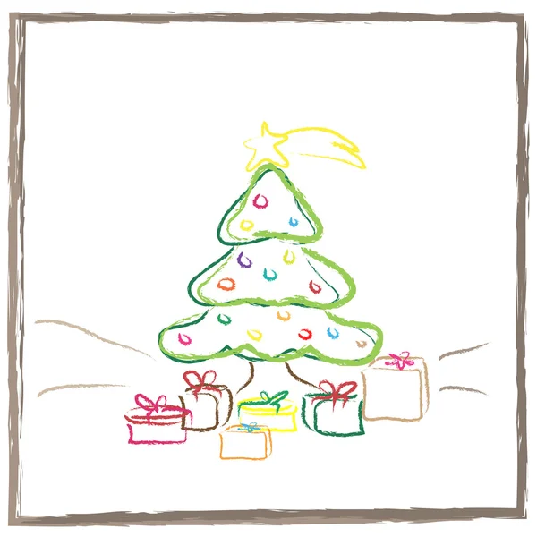 Weihnachtsbaum mit Geschenken — Stockvektor