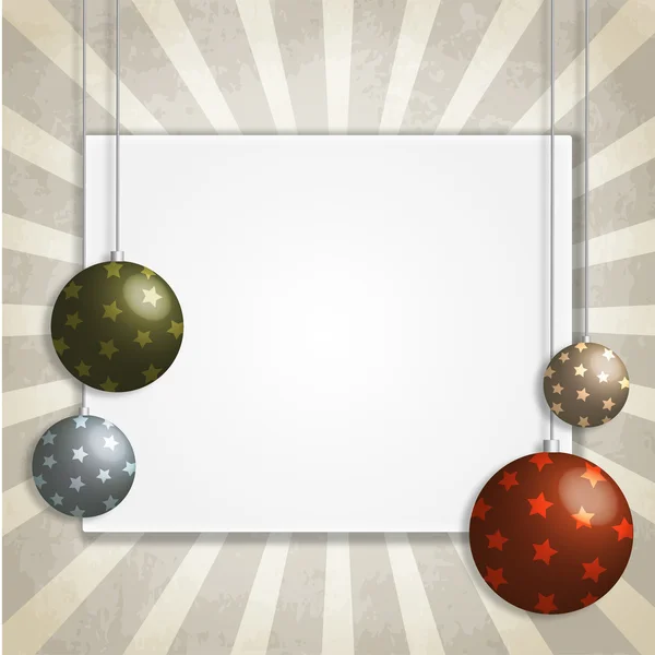 Прикрашена різдвяна листівка з кульками — стоковий вектор