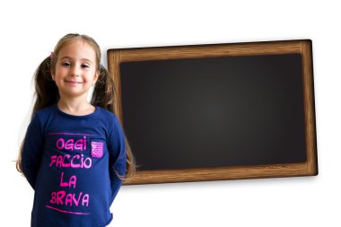 Beautiful little girl with funny inscription clipart