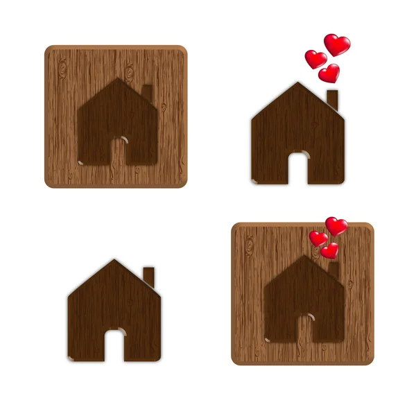Ícone da casa com corações vermelhos — Vetor de Stock