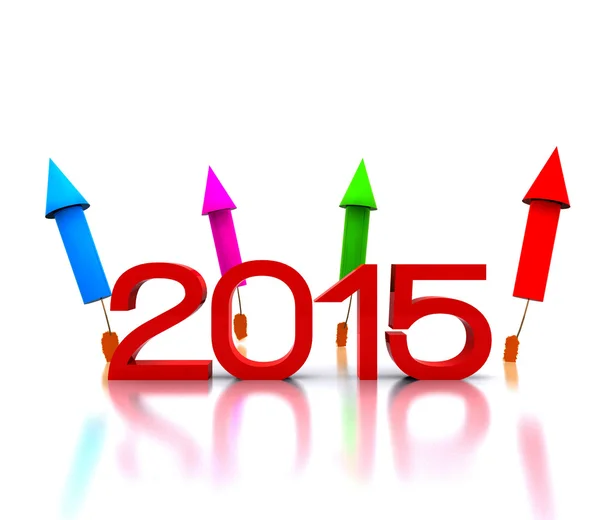 Comes the new year with fireworks - 2015 — Stock Photo, Image