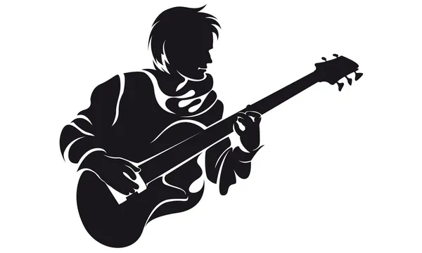 Basszusgitáros, silhouette — Stock Vector