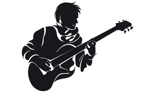 Bassist, silhouette — Stock Vector