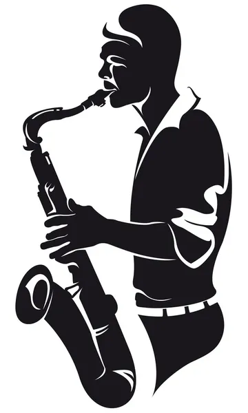 Saxofonist, silhouet — Stockvector