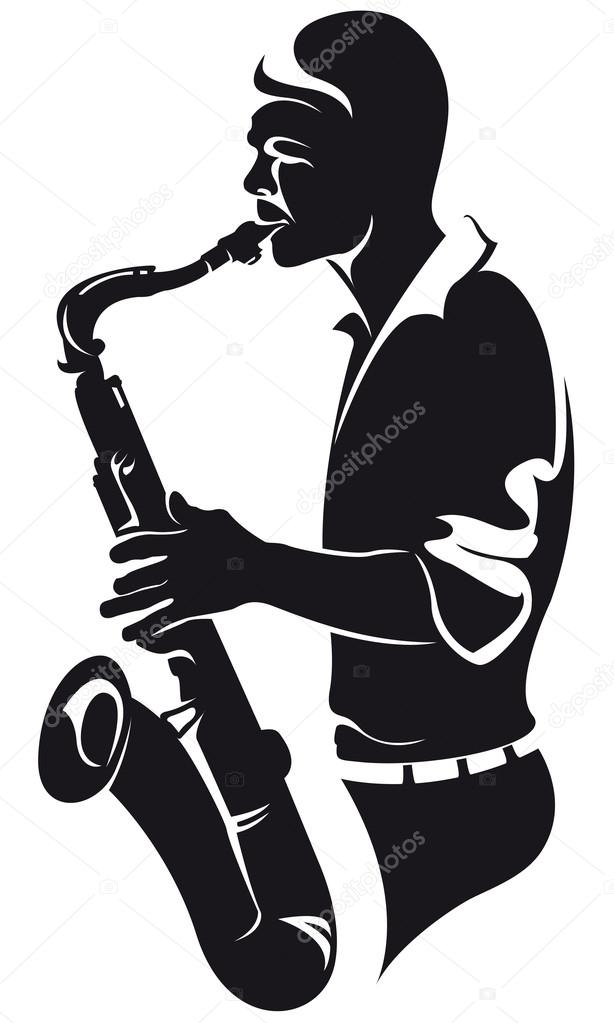 Saxophonist, silhouette