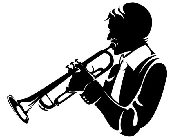 Trumpeter, silhouette — Stock Vector