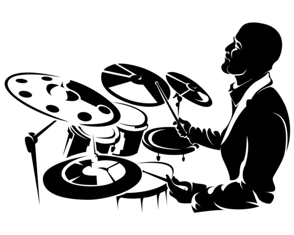 Drummer, silhouette — Stock Vector