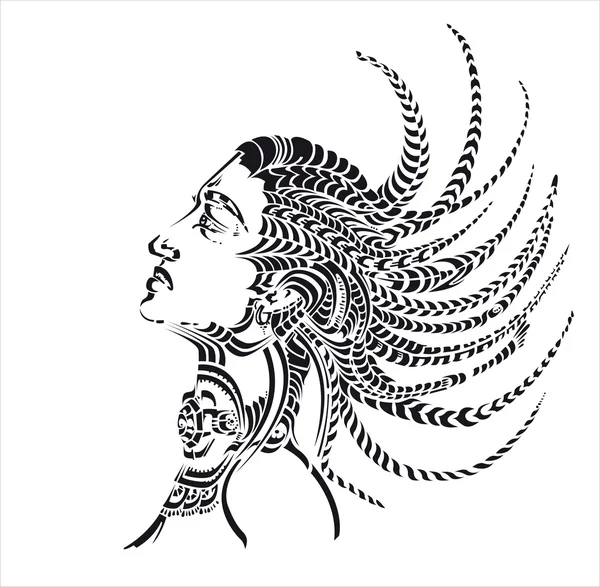 Femme africaine avec des nattes, décoratif — Image vectorielle