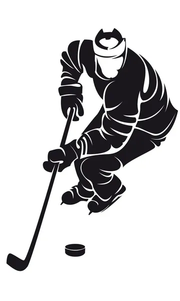 Giocatore di hockey, silhouette — Vettoriale Stock