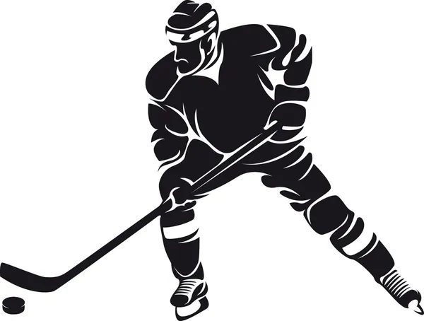 Hockeyspieler, Silhouette — Stockvektor