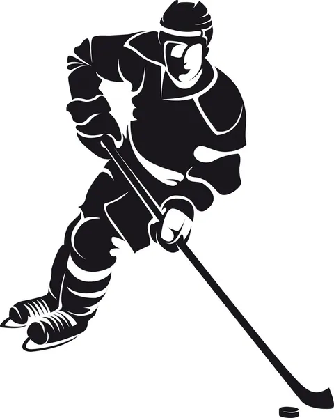 Hockeyspeler, silhouet — Stockvector