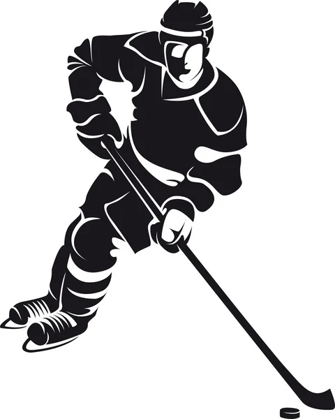 Giocatore di hockey, silhouette Illustrazioni Stock Royalty Free
